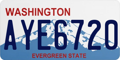 WA license plate AYE6720
