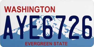 WA license plate AYE6726