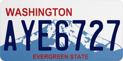 WA license plate AYE6727