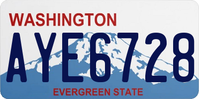 WA license plate AYE6728