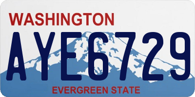WA license plate AYE6729