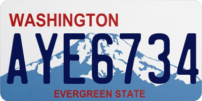 WA license plate AYE6734