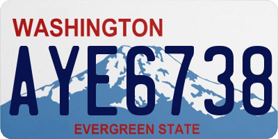 WA license plate AYE6738