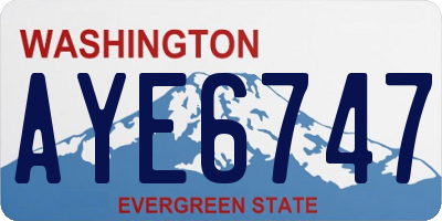 WA license plate AYE6747