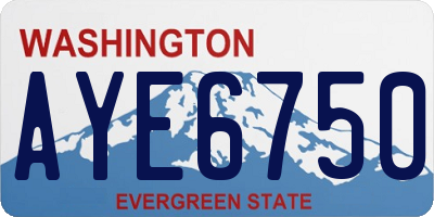 WA license plate AYE6750
