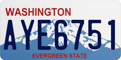 WA license plate AYE6751