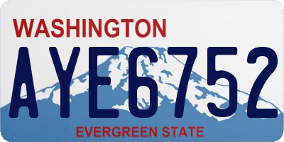 WA license plate AYE6752