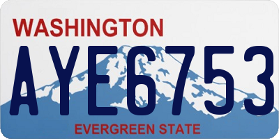 WA license plate AYE6753