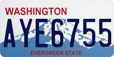 WA license plate AYE6755