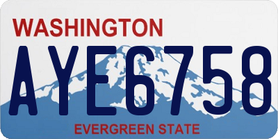 WA license plate AYE6758