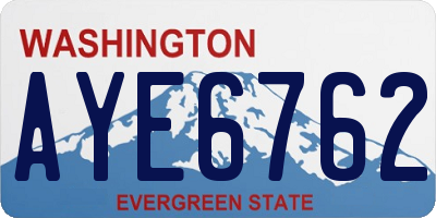 WA license plate AYE6762