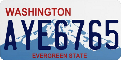 WA license plate AYE6765