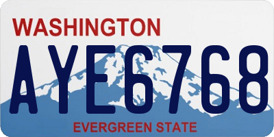 WA license plate AYE6768