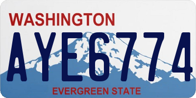 WA license plate AYE6774