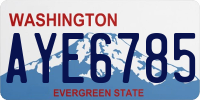 WA license plate AYE6785