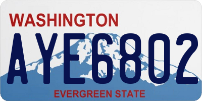 WA license plate AYE6802