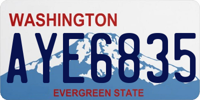 WA license plate AYE6835