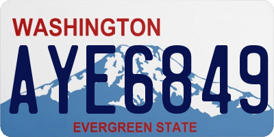 WA license plate AYE6849