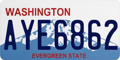 WA license plate AYE6862