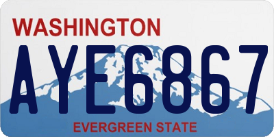 WA license plate AYE6867
