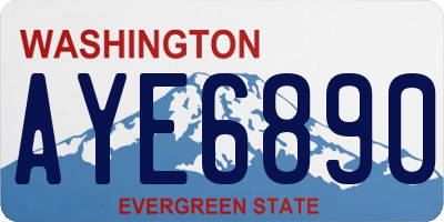 WA license plate AYE6890