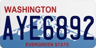 WA license plate AYE6892