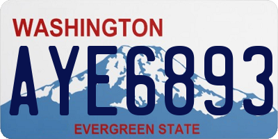 WA license plate AYE6893
