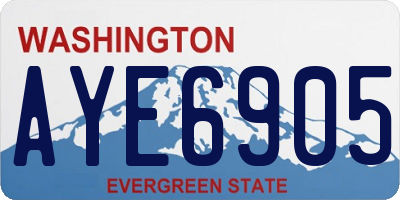 WA license plate AYE6905