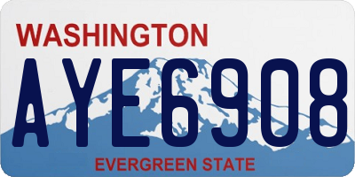 WA license plate AYE6908