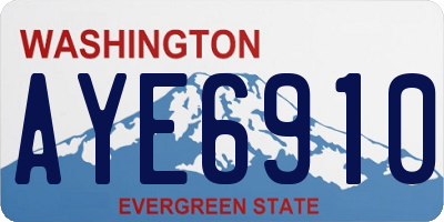 WA license plate AYE6910