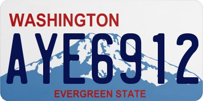 WA license plate AYE6912