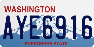 WA license plate AYE6916