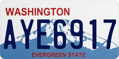 WA license plate AYE6917