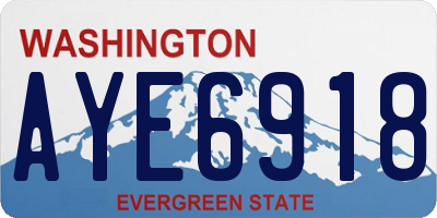 WA license plate AYE6918