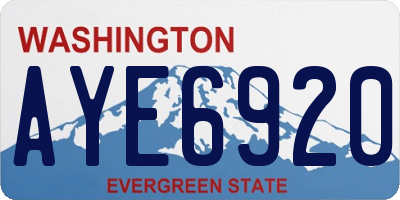 WA license plate AYE6920