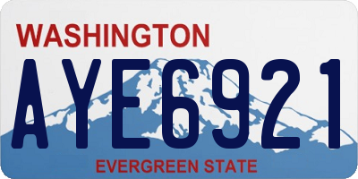 WA license plate AYE6921