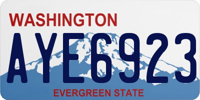 WA license plate AYE6923