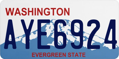WA license plate AYE6924