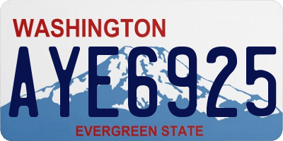 WA license plate AYE6925