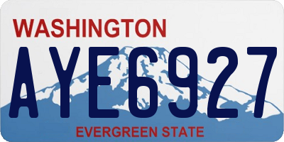 WA license plate AYE6927