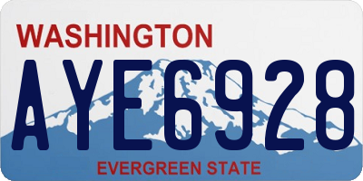 WA license plate AYE6928
