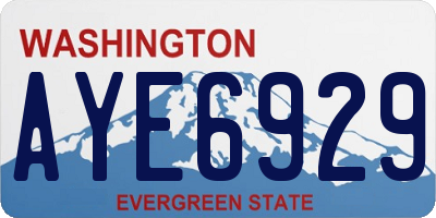 WA license plate AYE6929