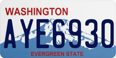 WA license plate AYE6930