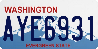 WA license plate AYE6931