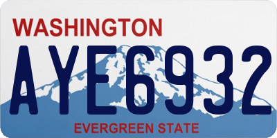 WA license plate AYE6932