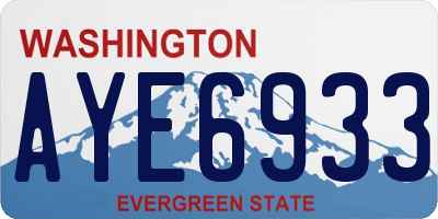 WA license plate AYE6933