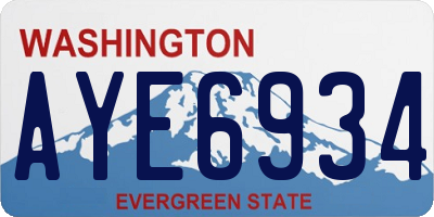 WA license plate AYE6934