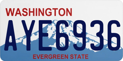 WA license plate AYE6936