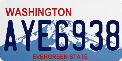 WA license plate AYE6938