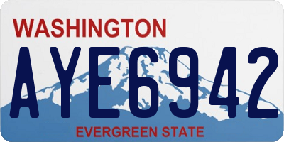 WA license plate AYE6942